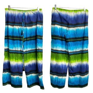 TOMMY BAHAMA Women Wide Leg Pants Sz M Multicolor Striped Travel Beachy Boho